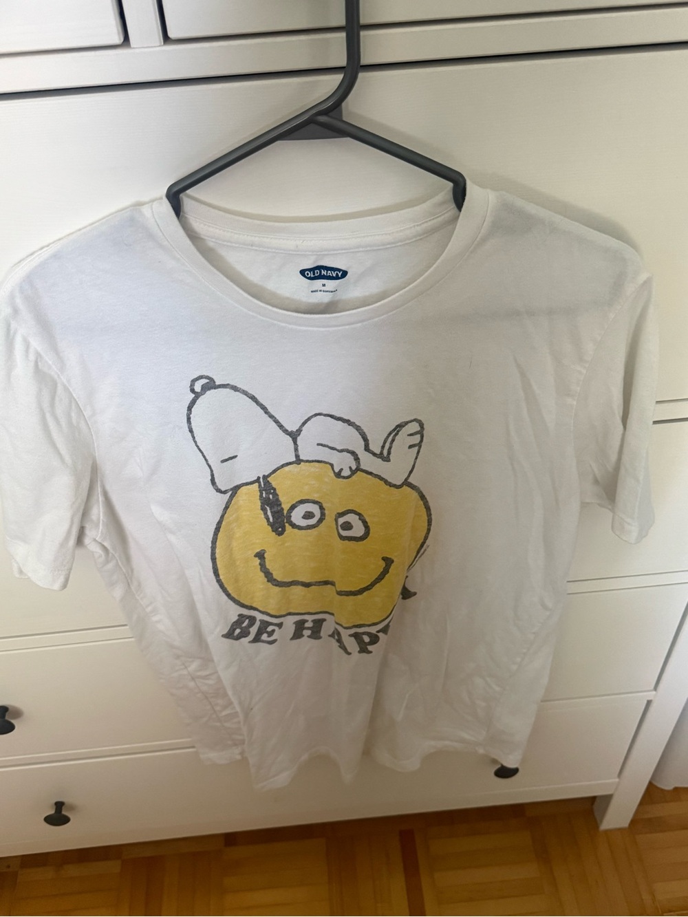 Old Navy White Tee with Yellow Snoopy Graphic